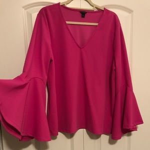 Hot Pink Bell Sleeve Ann Taylor Blouse